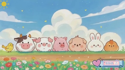 治愈插画（一排可爱的小动物）