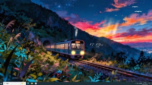 山谷晚霞列车 唯美