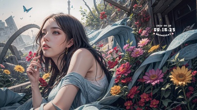 花丛中的女孩（免费）