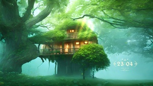 4k原始森林小屋