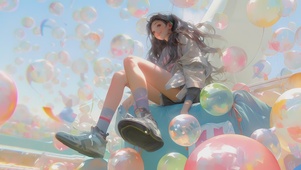 4k 唯美可爱炫彩少女