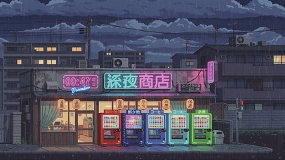 像素风雨夜