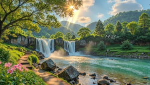 护眼山涧瀑布