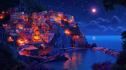 五渔村的夜空与星光