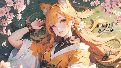 躺在樱花树下的小狐妖