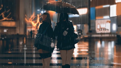 雨中背影
