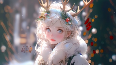 圣诞麋鹿小女孩