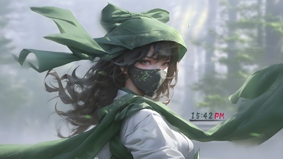 古风青衫蒙面少女