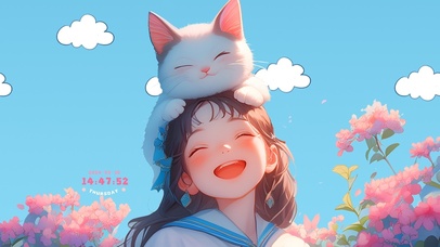 花园乖乖猫咪女孩