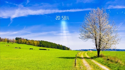 护眼绿色平原和蓝天