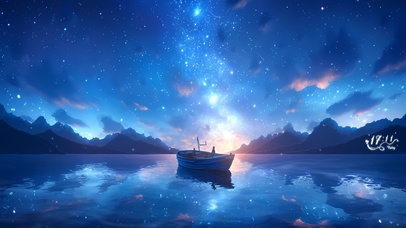 星空湖小船