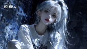 俏皮白发马尾女孩