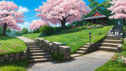 4K唯美治愈樱花石路