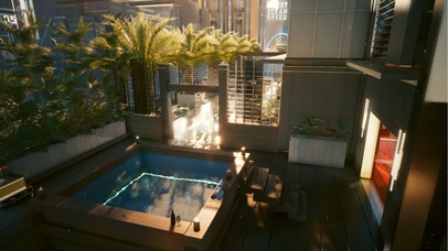 豪宅楼顶的温泉池