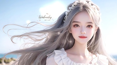 4K唯美海边少女