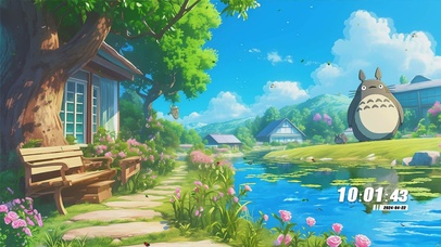 护眼蓝天白云绿景