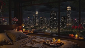 卧室窗外灯火城