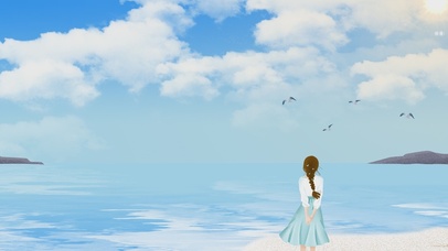 蓝天白云小清新海边