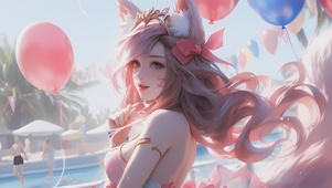 【可爱阿狸】甜美泳池猫耳少女
