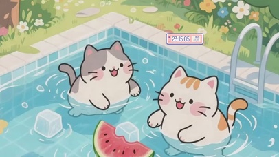治愈系夏日两个猫猫壁纸