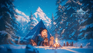 唯美雪景少女