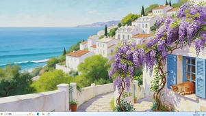 海边小镇紫藤花