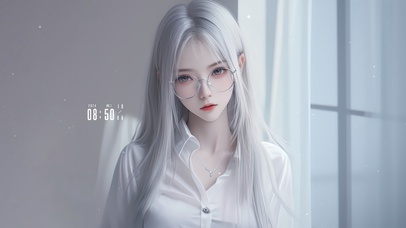 清纯白衬衫眼镜女孩