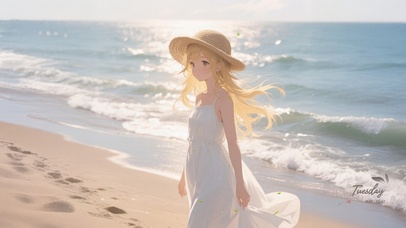 唯美海边金发少女