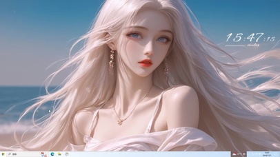 海边白发绝美少女