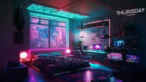 赛博朋克游戏房间