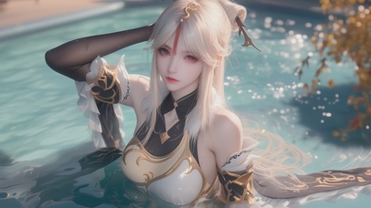 眨眼动态-水中女孩