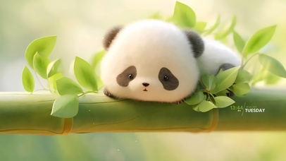 竹竿上的熊猫宝宝