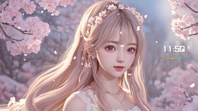 粉色桃花温柔女孩