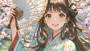 樱花树下的灵动少女