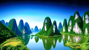星落桂林山水湖