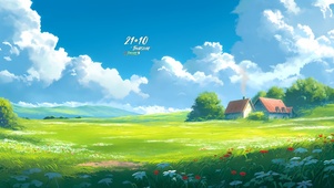 治愈 草地小屋