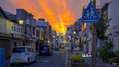 4K 唯美治愈夕阳小镇