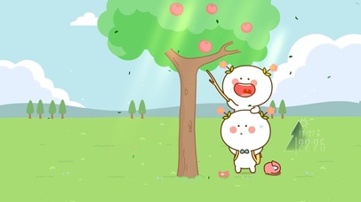 唯美二花摘苹果