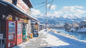 雪中街边便利店