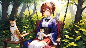 挡着秋千的少女