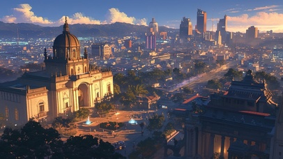 俯瞰异国中央广场