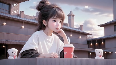 爱喝奶茶的小女孩