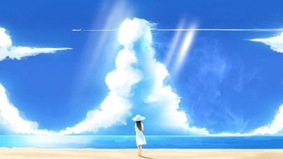 海边风景治愈女孩