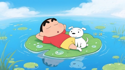 荷叶上小新午睡