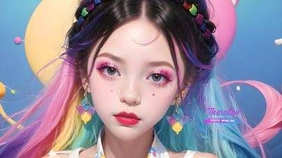 4k彩色泼墨风女孩