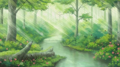 护眼绿色树林阳光小溪