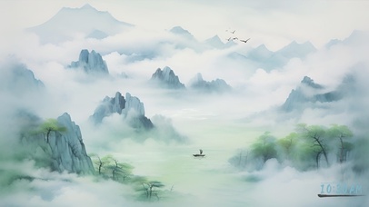 4K国风青黛山水