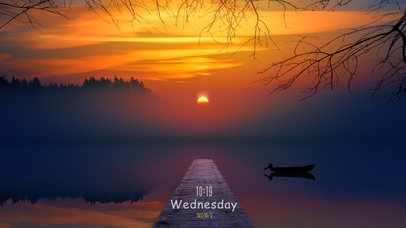 码头落日晚霞渔船