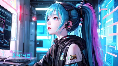 电脑房赛博朋克初音