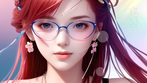 靓丽眼镜美女